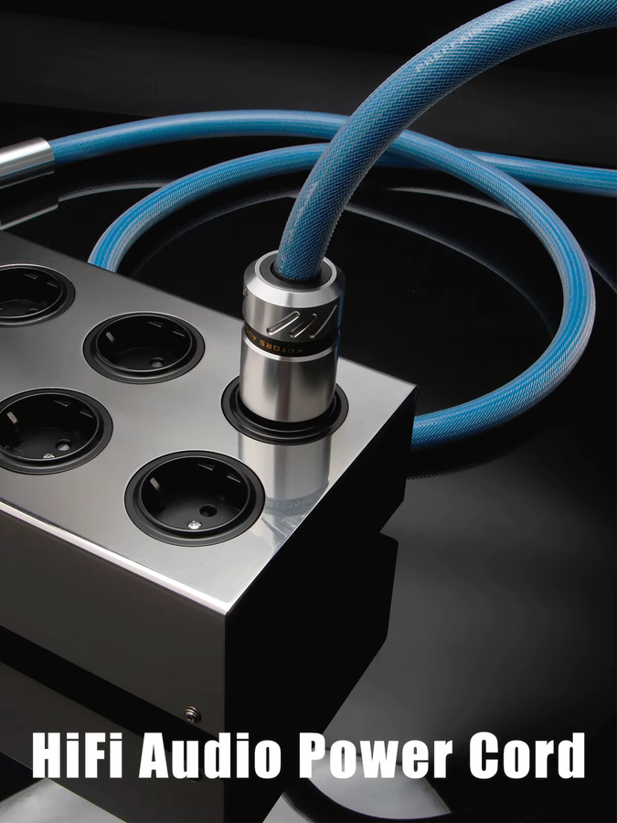 Preffair Audiophiles HiFi-Stromkabel mit EMC-Abschirmung und versilberten Leitern in Blau - Bild 5