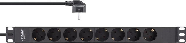 InLine 8-fach Steckdosenleiste mit Schutzkontakt ohne Schalter, schwarz, Kabellänge: 2 m - Bild 1