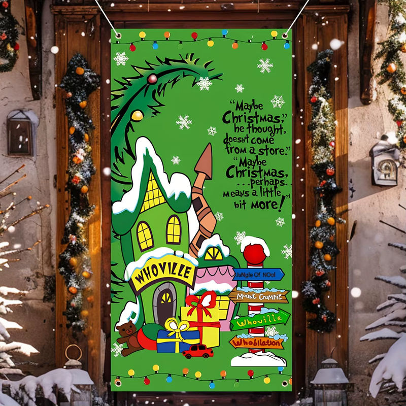 Weihnachtliche Türabdeckung Whoville in Grün als hängendes Banner für deine Weihnachtsdekoration - Bild 5