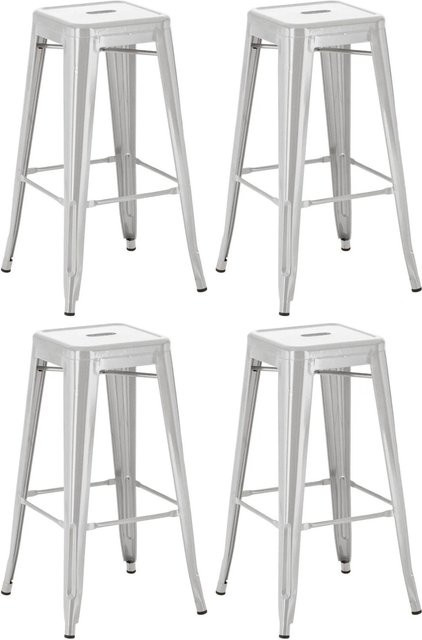 4er Set Barhocker DELUKE DOLAN aus Metall in Silber, B/T/H: 43 x 43 x 76 cm - Bild 1
