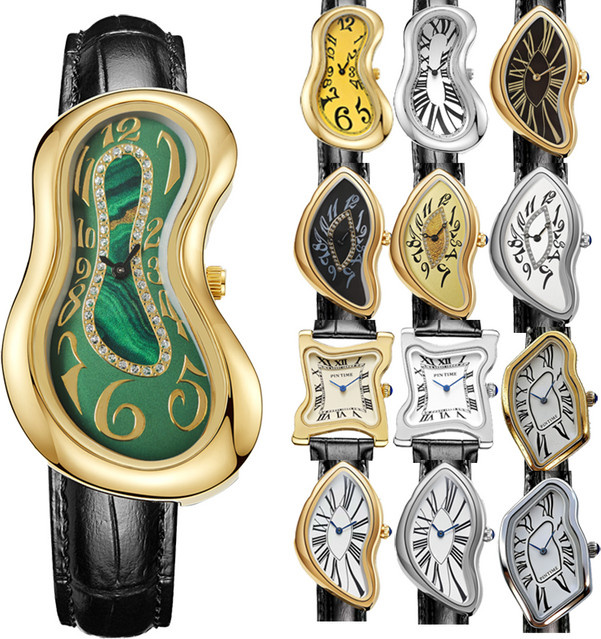 PINTIME Armbanduhr Quarz, Leder, Gold, Grün, Unisex - Bild 1