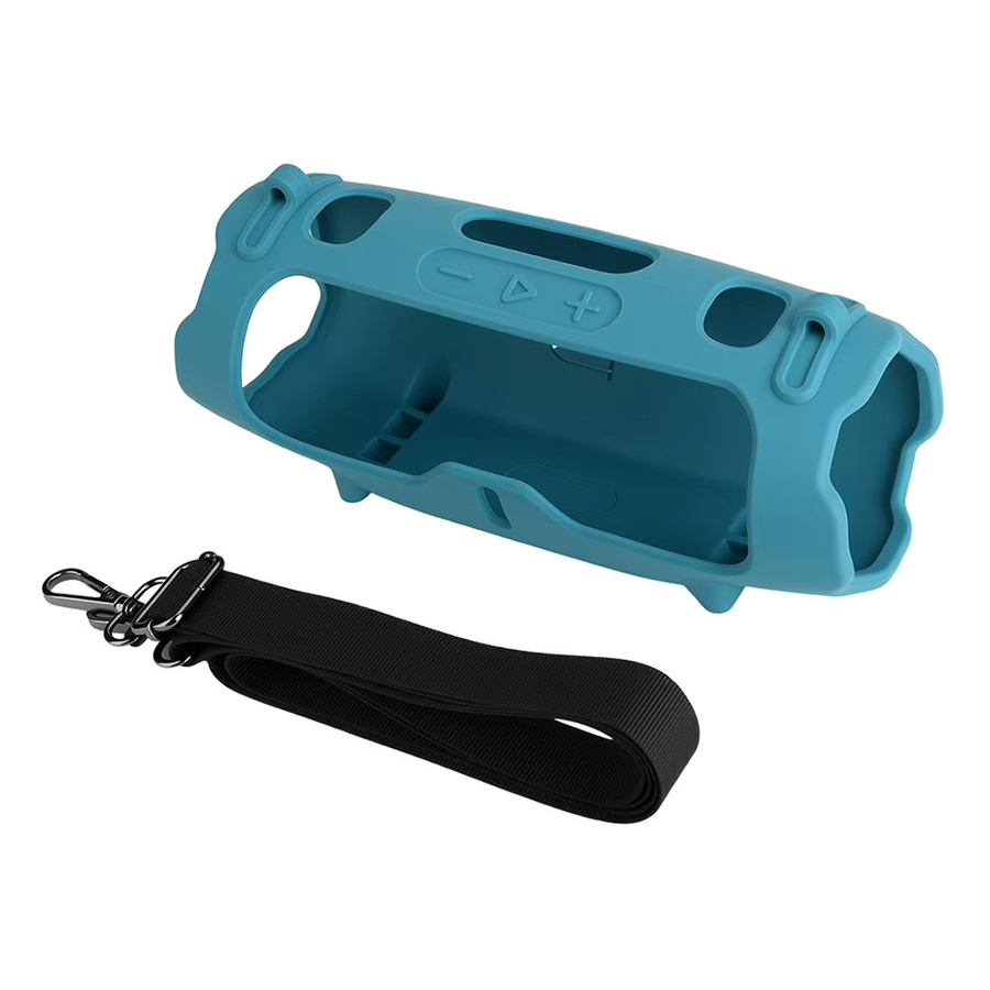 Silikon-Schutzhülle mit Schultergurt für JBL Charge 6 Bluetooth-Lautsprecher in Blau - Bild 3