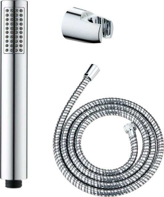 WENKO Basic Line Duschkopf Set für die Wanne in Chrom, Regendusche mit Handbrause und Anti-Kalk-Funktion - Bild 1