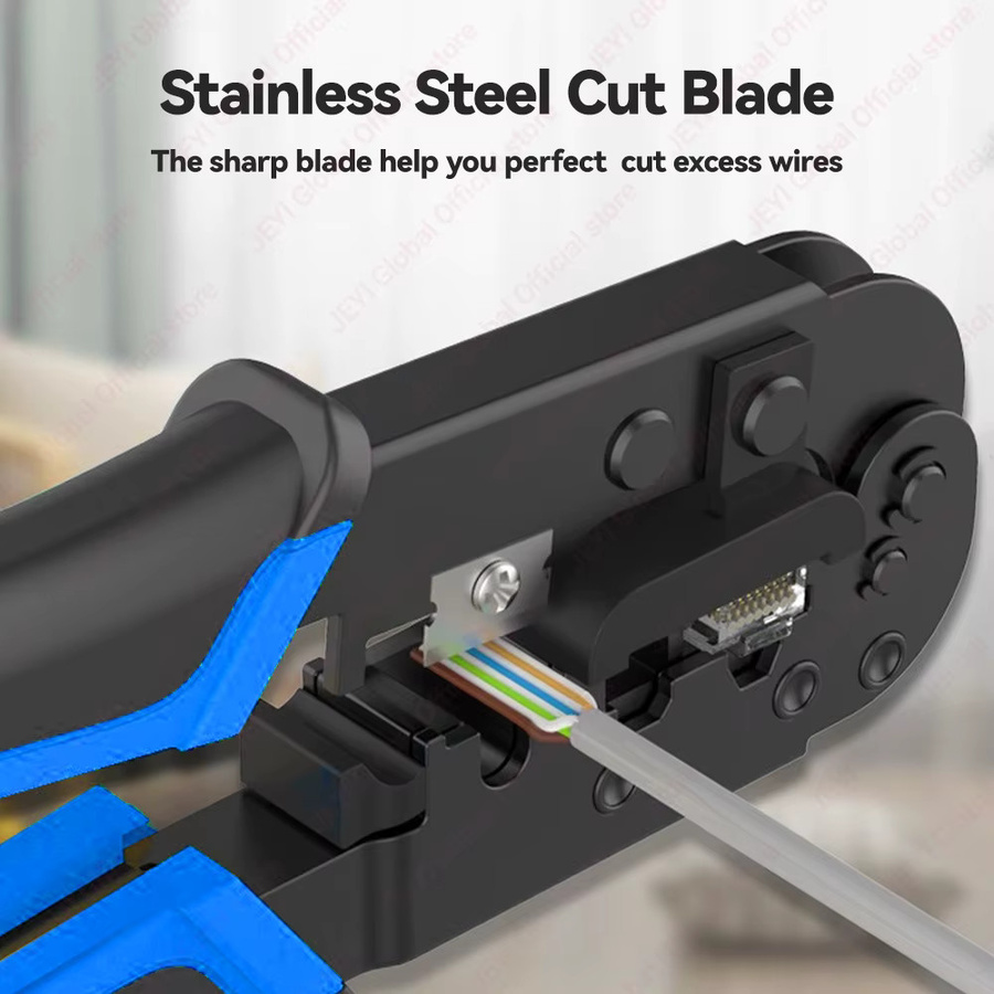 JEYI RJ45 Crimpzange für Ethernet-Netzwerkkabel mit Cutter und Stripper zum Crimpen, Schneiden und Abisolieren von 6P 8P RJ11/12 LAN-Kabeln - Bild 4