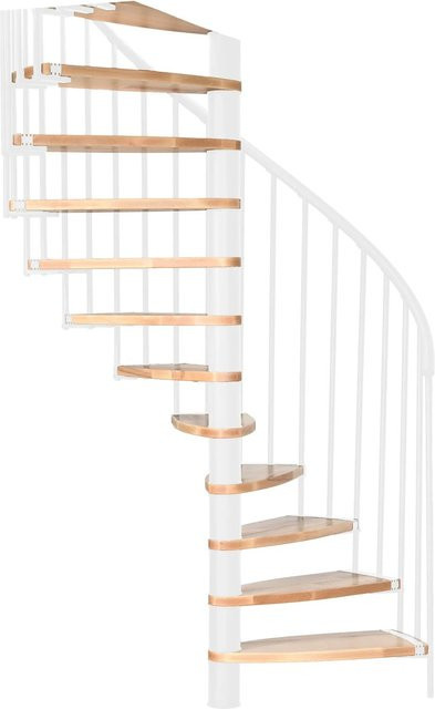 Minka Spindeltreppe Luna Spiraltreppe aus Holz in Buche-Weiß für eine Raumhöhe bis 305 cm - Bild 1