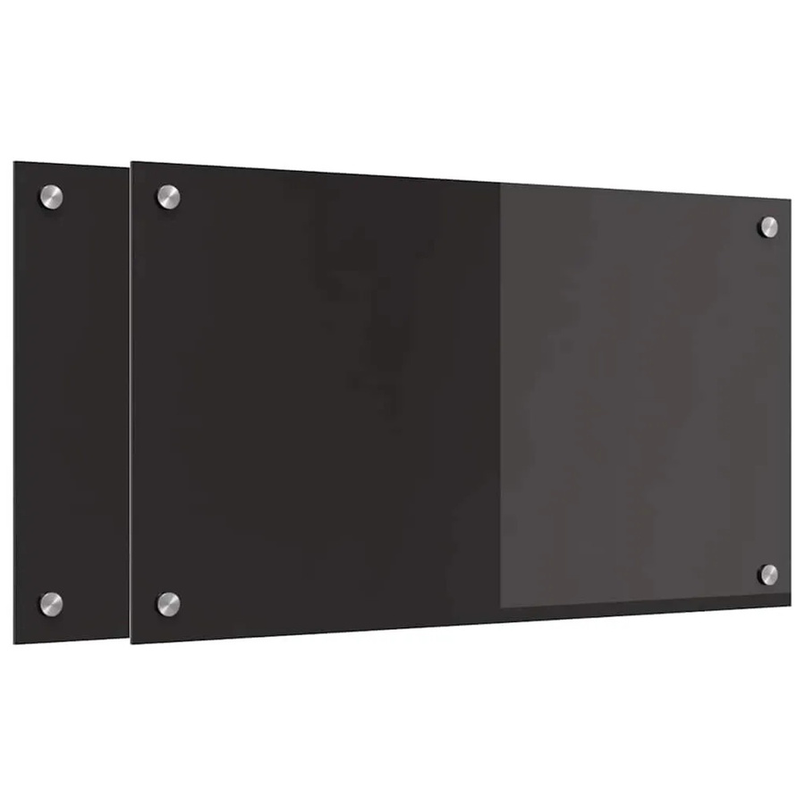 vidaXL Küchenrückwand aus gehärtetem Glas, 2 Stück, Schwarz, B: 70 cm, H: 40 cm - Bild 2