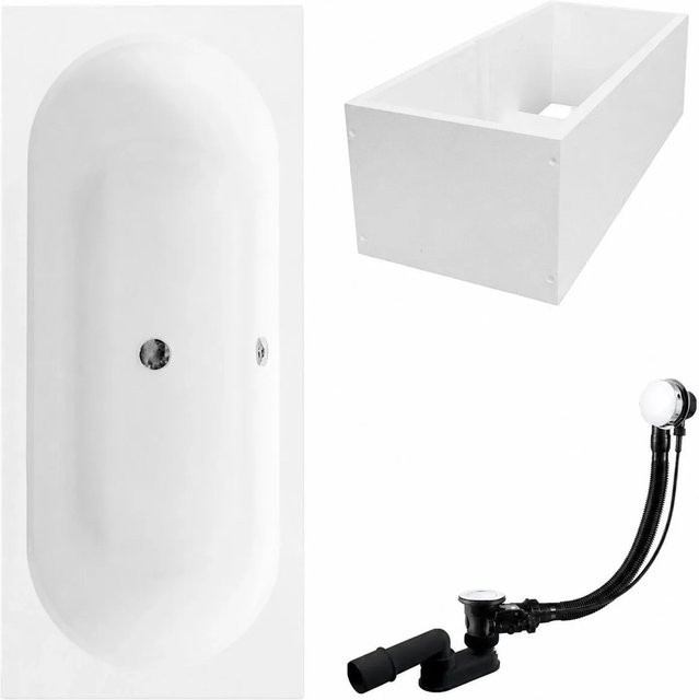 KOLMAN Badewanne Rechteck aus Acryl in Weiß inklusive Wannenträger, Ablauf und Füßen, B: 170 cm, T: 75 cm - Bild 1