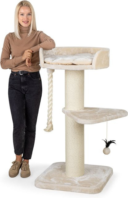 HAPPYPET Kratzbaum für große Katzen in Creme mit 18 cm dicken Stämmen, Höhe: 120 cm - Bild 1