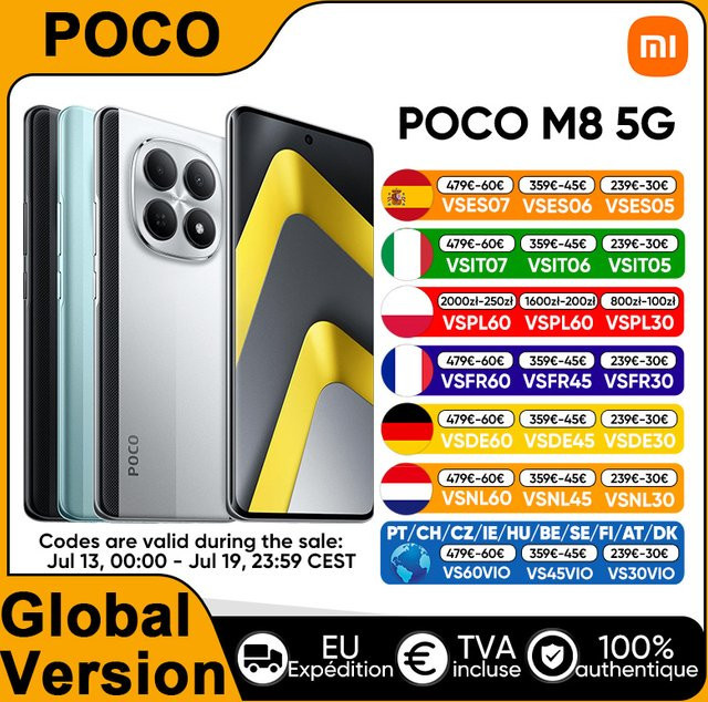 POCO M8 5G Smartphone Globale Version mit Snapdragon 6 Gen 3, 6,77 Zoll Flow AMOLED Display, 50MP Hauptkamera, 5520mAh Akku, NFC, 512 GB, Green/Multicolour - Bild 1