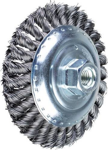 PFERD Kegelbürste gezopft KBG in Silber für Winkelschleifer mit M14 Gewinde, Durchmesser: 125 mm, Breite: 15 mm, Drahtstärke: 0,50 mm - Bild 1
