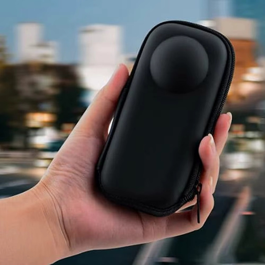 EXSKOF Tragetasche und Aufbewahrungstasche aus hartem PU für Insta360 X5, X4 und X3 Action-Kameras, Schwarz - Bild 6