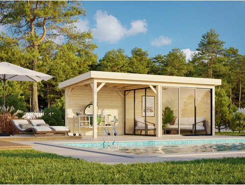 Palmako Pavillon Lenna Set 405 Slide aus Fichtenholz in Braun mit transparenter ESG-Verglasung, B/T/H: 588 x 300 x 245 cm - Bild 3