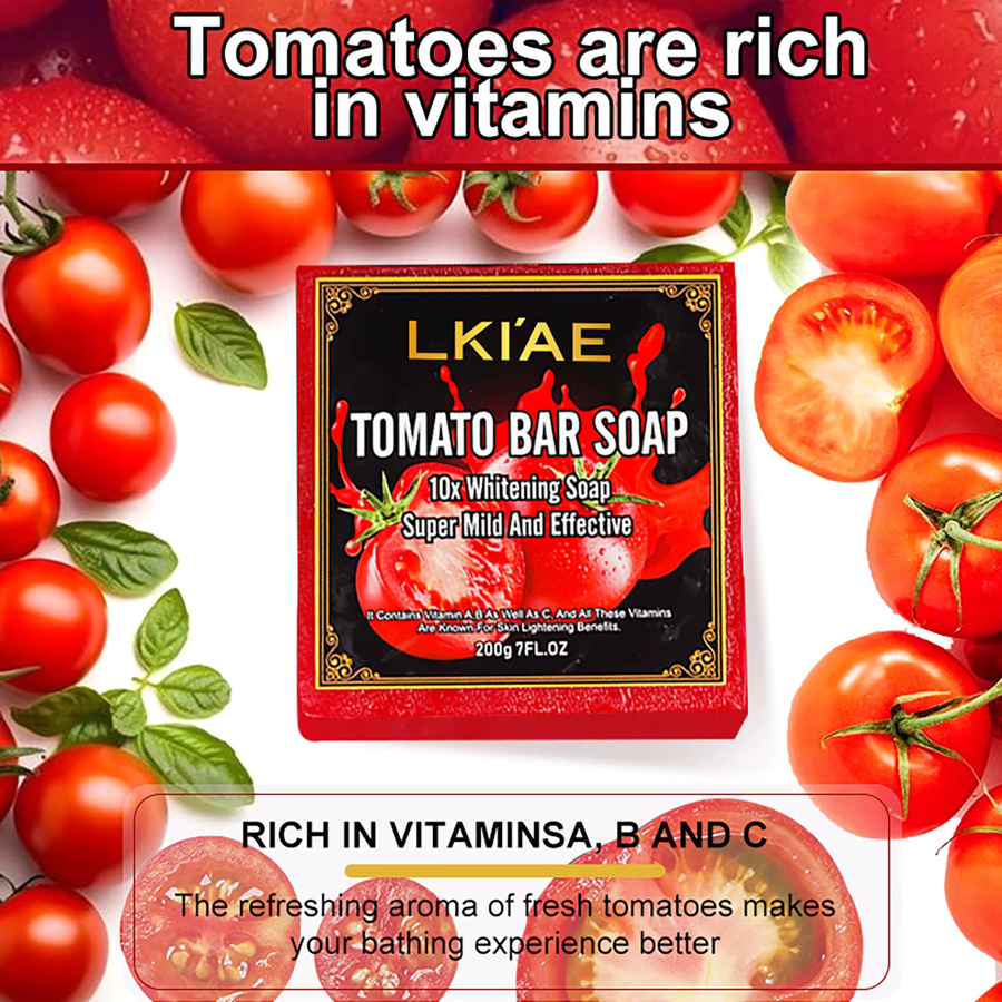 LKIAE Bio-Frucht-Tomaten-Bleaching-Seife, 200 g, Unisex - Bild 4