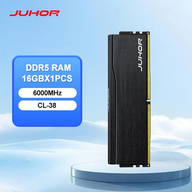 JUHOR RAM DDR5 16GB 6000MHz Desktop-Arbeitsspeicher für Gaming-Computer, Schwarz - Bild 1