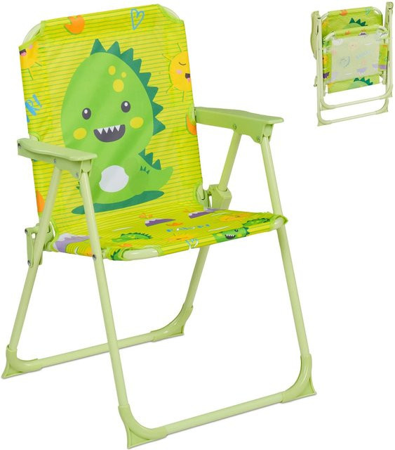 Relaxdays Kinder Klappstuhl mit Tier-Design in Bunt, Material: Polyester und Eisen, B/T/H: 51,5 x 36 x 37,5 cm - Bild 1