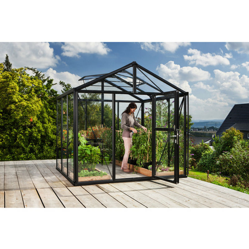 Vitavia Gewächshaus Zeus mit Satteldach und Stalltür, schwarz, 6,25 m² - Bild 4