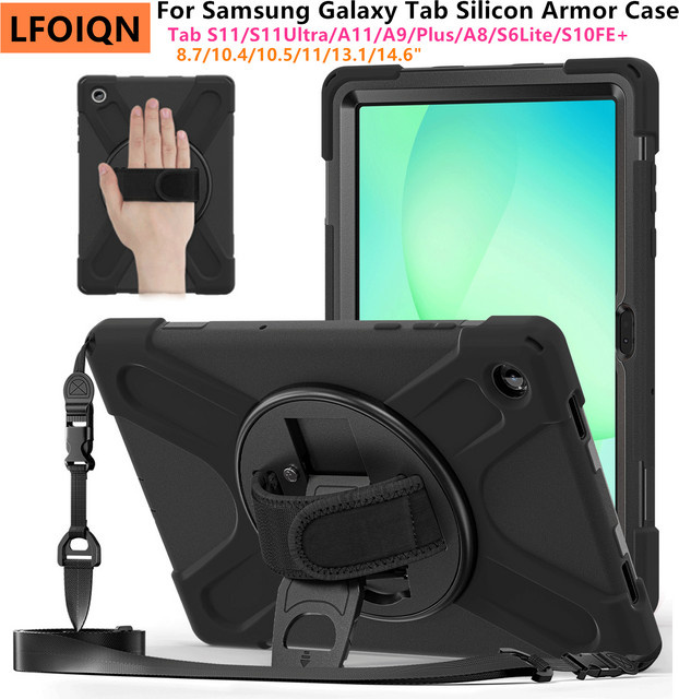 LFOIQN Kinderhülle für Samsung Galaxy Tab A11 A9 Plus A8 A7 S6 Lite S11 Ultra S10 FE+ in Schwarz mit Tablet-Ständer - Bild 1