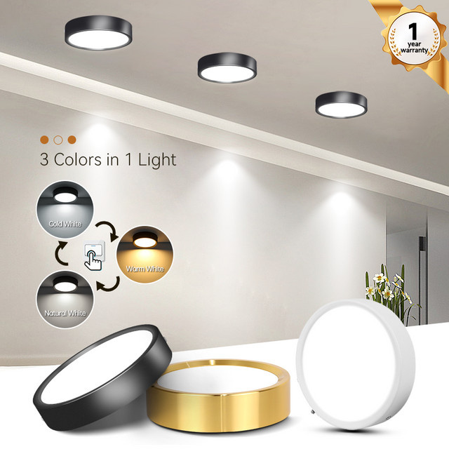 CHUANGYANG LED Deckenlampe Dimmbares Downlight Rund Oberfläche Montiert für Badezimmer und Wohnzimmer in Schwarz oder Weiß - Bild 1