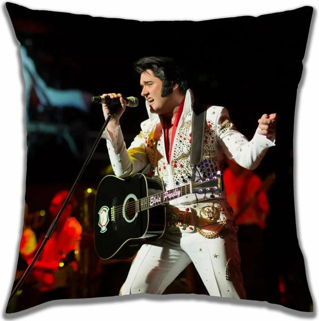 Dekorative Kissenhülle Elvis Musiker aus Baumwolle und Leinen, Mehrfarbig, B/B/H: 30 x 30 x 0 cm - Bild 1