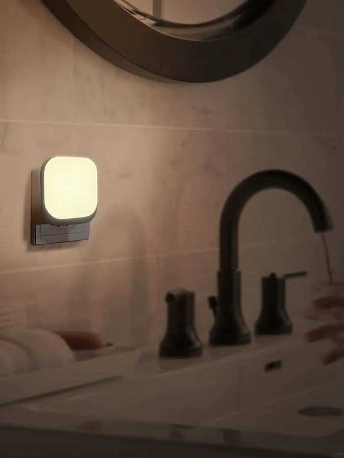 2-teiliges Ouelico Plug-in-Nachtlicht in Weiß mit Lichtsensor, 4-stufig einstellbarer Helligkeit und warmweißem Licht - Bild 5