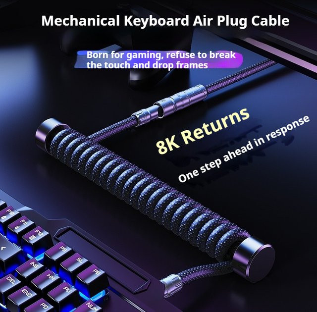 Oatsbasf Lade- und Übertragungskabel für mechanische Gaming-Tastaturen, Typ-C zu Typ-C und USB zu Typ-C, Luftfahrtstecker, Schwarz - Bild 1
