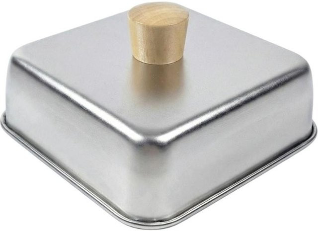Käseschmelzhaube aus Edelstahl mit Holzgriff in Weiß und Silber für Steak, Braten und Grillzubehör - Bild 1