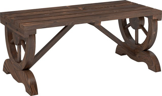 Outsunny Gartenbank aus Tannenholz in Braun, rustikale wetterfeste Sitzbank für Garten und Terrasse, B/T/H: 98 x 50 x 39,5 cm - Bild 1