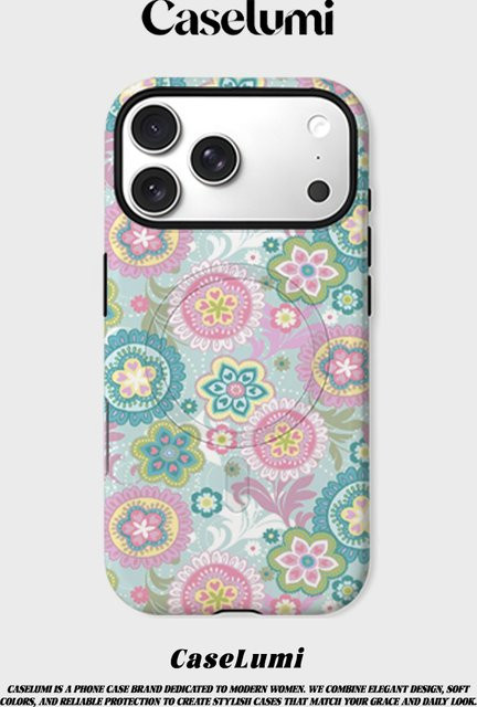 CaseLumi Matte Bumper Schutzhülle mit MagSafe Kompatibilität für iPhone 17 16 15 14 13 Pro Max in Pastell Blumenmischung - Bild 1