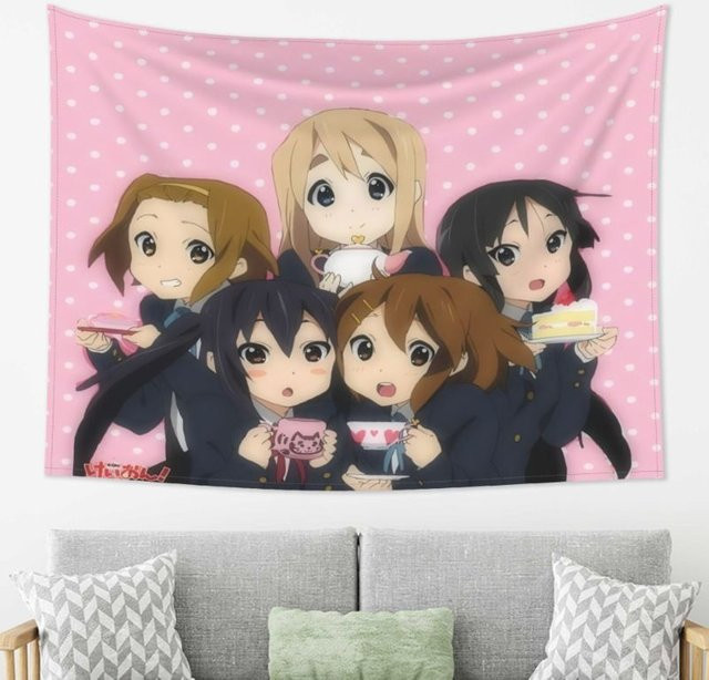 VIKAMA Wandteppich mit Anime-Mädchen in Schuluniform, Kawaii Manga Wandbehang in Pink - Bild 1