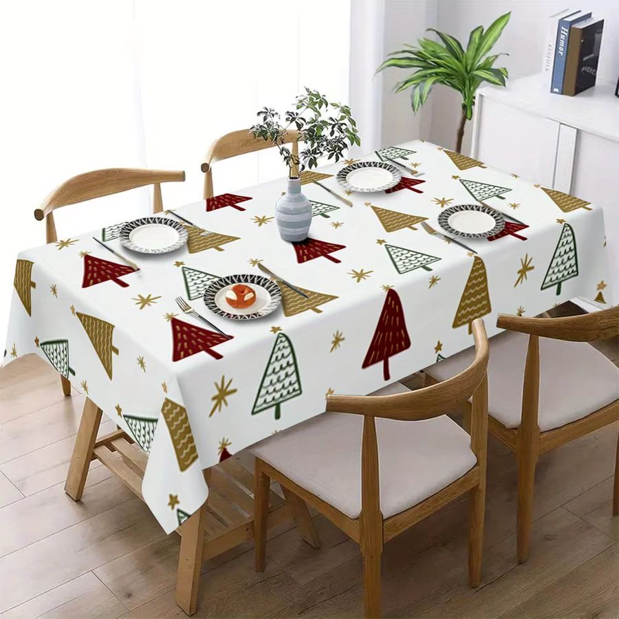 VIKAMA Tischdecke mit Weihnachtsbaum-Muster in Multicolor für deine Weihnachtsdekoration - Bild 4