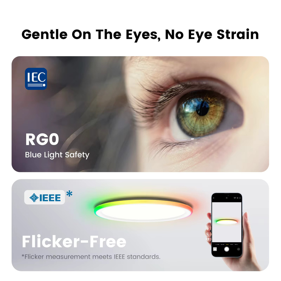 YEELIGHT Mars RGB Smart LED Deckenleuchte mit Fernbedienung, moderne runde Deckenlampe mit 16 Lichteffekten, 6500K, kompatibel mit Google Assistant und Mi Home App, Multicolor - Bild 3