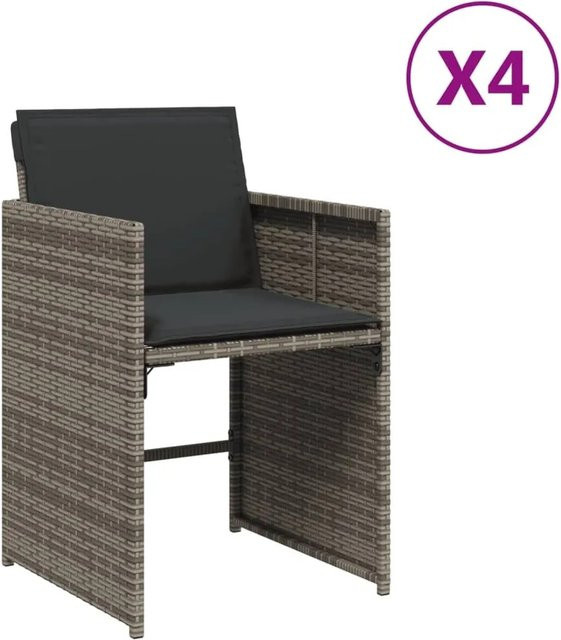 Furnicato Gartenstuhl aus PE-Rattan und Stahl in Grau, klappbar mit Armlehnen, B/T/H: 50,5 x 54 x 79 cm - Bild 1