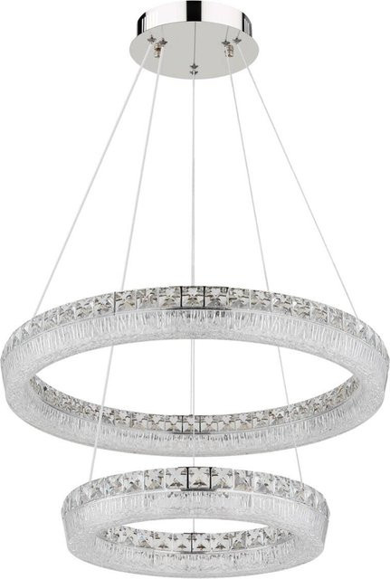 GLOBO Hängeleuchte LAUREL in Chrom, dimmbar mit Fernbedienung, LED, transparent, H: 120 cm, B: 60 cm - Bild 1
