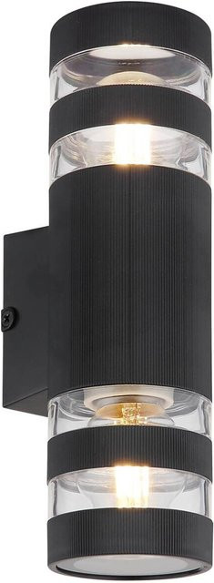 Globo Lighting Wandleuchte modern in Schwarz und Transparent mit Glas und Kunststoff, B/H: 6,5 x 22 cm, E27, 2 Leuchtmittel - Bild 1