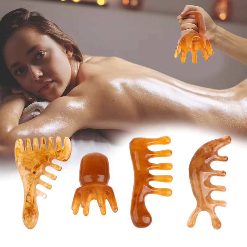 Naturharz Horn Taschenkamm Breitzahn, Kopfhaut Massagebürste, Unisex - Bild 2