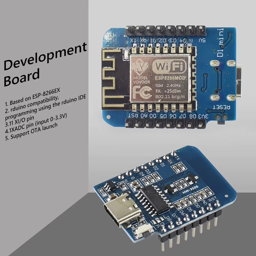 APWIKOGER ESP8266 ESP-12F D1 Mini NodeMCU Lua WIFI Entwicklungsboard mit USB-C Anschluss in Blau - Bild 3