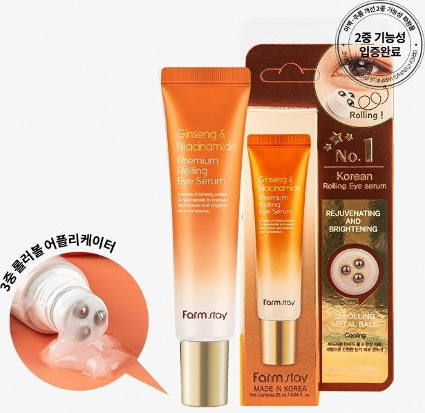 Farm Stay Ginseng & Niacinamid Premium Roll-on Augenserum, 25 ml - Bild 1
