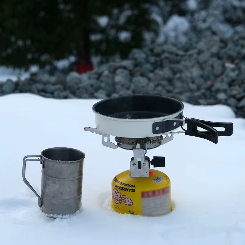 Pandatour Winddichter Camping-Gasherd mit elektronischem Herdkopf, faltbar für Outdoor und Picknick, Silber/Weiß - Bild 4