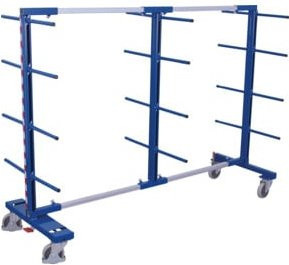 VARIOfit Tragarmwagen zweiseitig in Blau und Stahl, verstellbar von 840 bis 3.200 mm - Bild 1