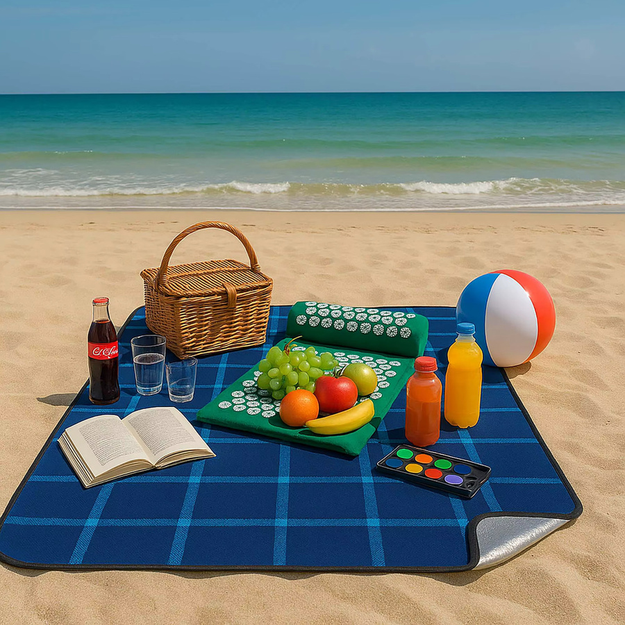 Vitolog Picknickdecke wasserdicht und isoliert, faltbar, blau, B/T: 200 x 150 cm - Bild 3