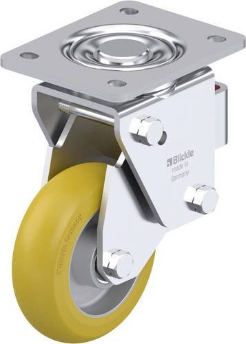 Blickle LHF-ALTH 125K-3-FA-CO Stahlblech-Lenkrolle in Silber und Gelb mit 125 mm Rad-Durchmesser und 350 kg Tragfähigkeit - Bild 1