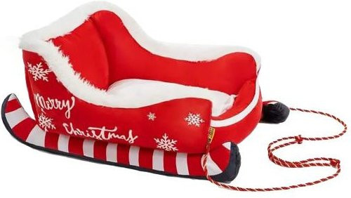 Yousheng Weihnachtsschlitten Haustierbett in Rot mit abnehmbarem Plüschbezug und rutschfester Basis für Hunde und Katzen - Bild 1