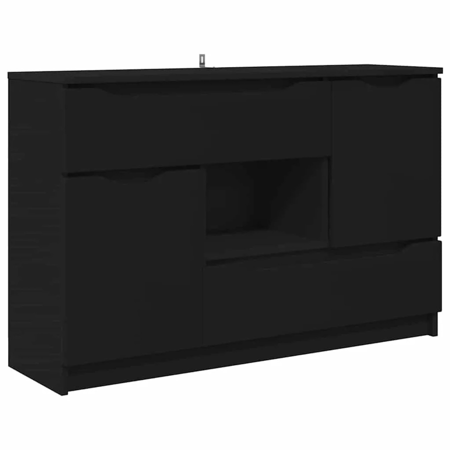 vidaXL Sideboard mit Schubladen in Schwarz, minimalistisches Design aus Holzwerkstoff, B/T/H: 100 x 30 x 65,6 cm - Bild 2