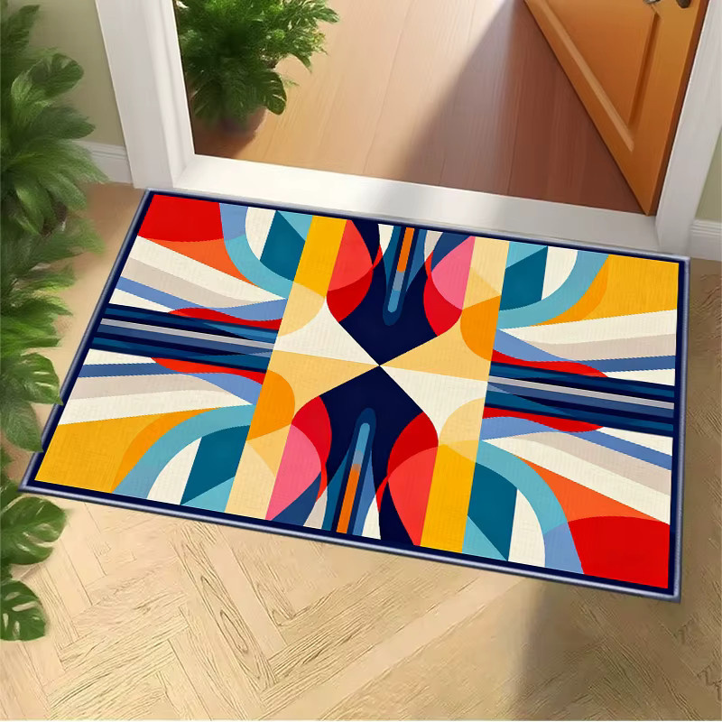 VIKAMA Moderner geometrischer Teppich in Mehrfarbig, rutschfeste Bodenmatte für Wohnzimmer, Küche oder Home Office - Bild 3