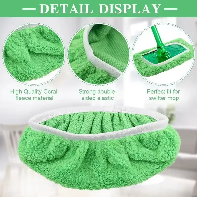 Untior Wiederverwendbare Mikrofaser Wischpads in Grün für Swiffer Sweeper Mops zur Reinigung von Oberflächen und Hartböden - Bild 3