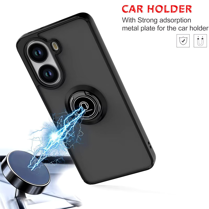 Xiaomi Panzerhülle für Poco X8 Pro Max X7 X6 F8 Ultra F7 M8 M7 Pro Redmi Turbo 5Max mit magnetischem Ringhalter, mattiert und durchscheinend, Blau oder Schwarz - Bild 2