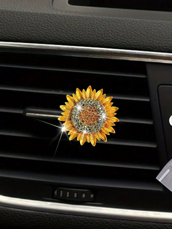 CHEGES Sonnenblumen Fahrzeug Duft Lufterfrischer mit floralem Aroma, Gelb, Kunstharz - Bild 3