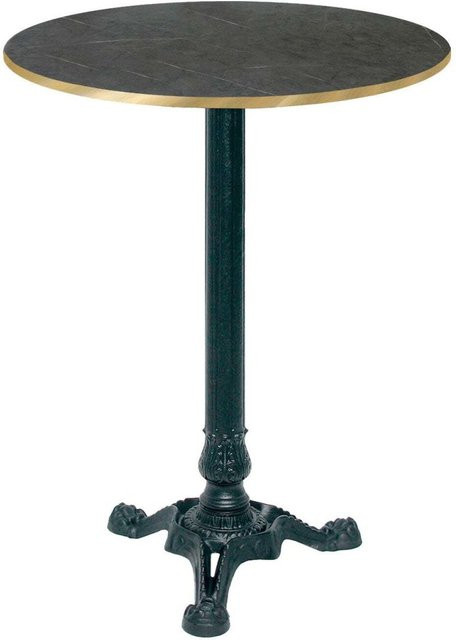 RestooTab Stehtisch Bistrot rund in Schwarz und Dunkelgrau mit Messingkanten, Höhe: 113 cm, Durchmesser: 60 cm - Bild 1