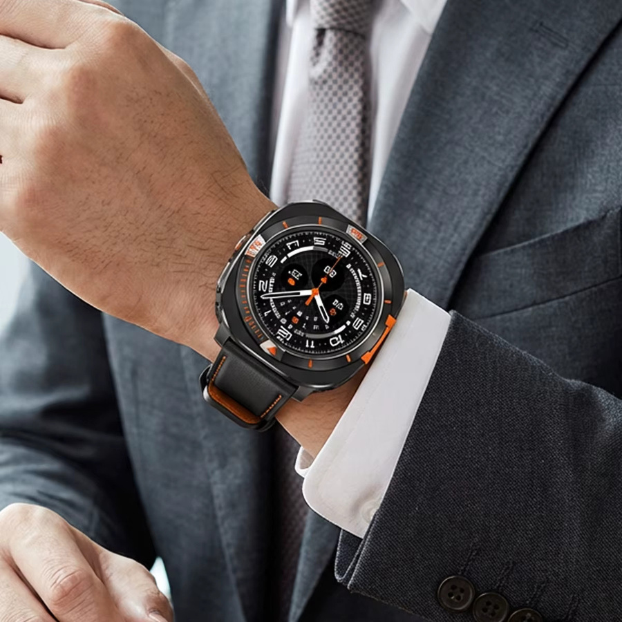 CAOWTAN Metall-Schutzhülle für Samsung Galaxy Watch Ultra 47mm mit PC-Hülle in Schwarz und Orange - Bild 5