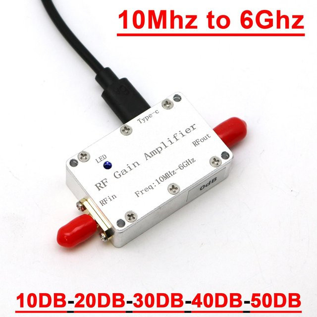 Dykbcells LNA RF Signal Verstärker 10MHz-6GHz mit SMA Anschluss in Silber - Bild 1
